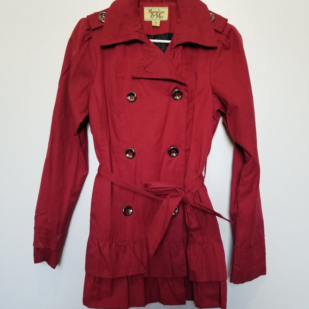 Beautiful red trench coat with button details